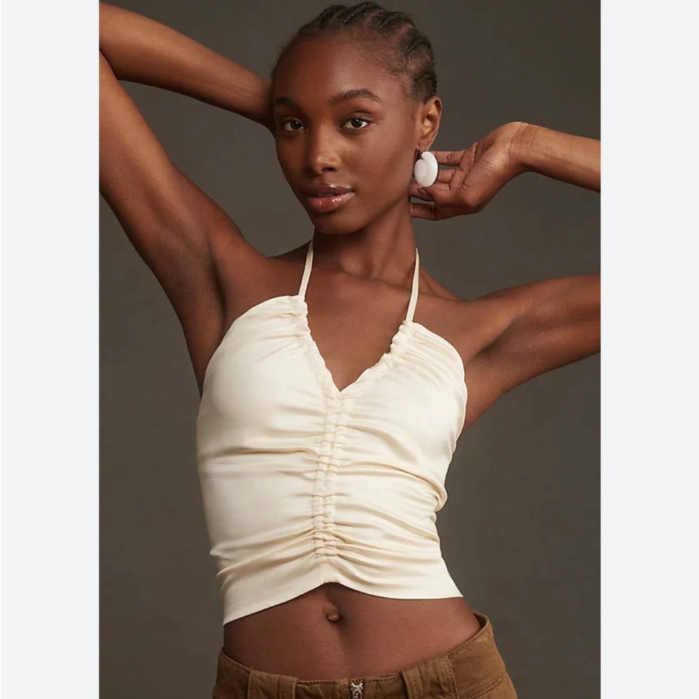 Mare Mare V-Neck Ruched Tie Tank Top